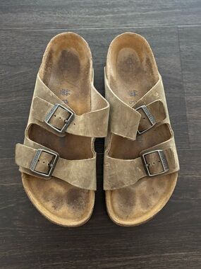 Birkenstock Arizona Taupe Suede Leather Sandals Size 11M